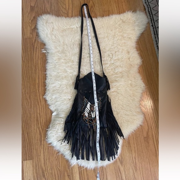 Black Spell & the Gypsy Dreamweaver Black | Black Leather Fringe Boho Crossbody - Picture 10 of 15
